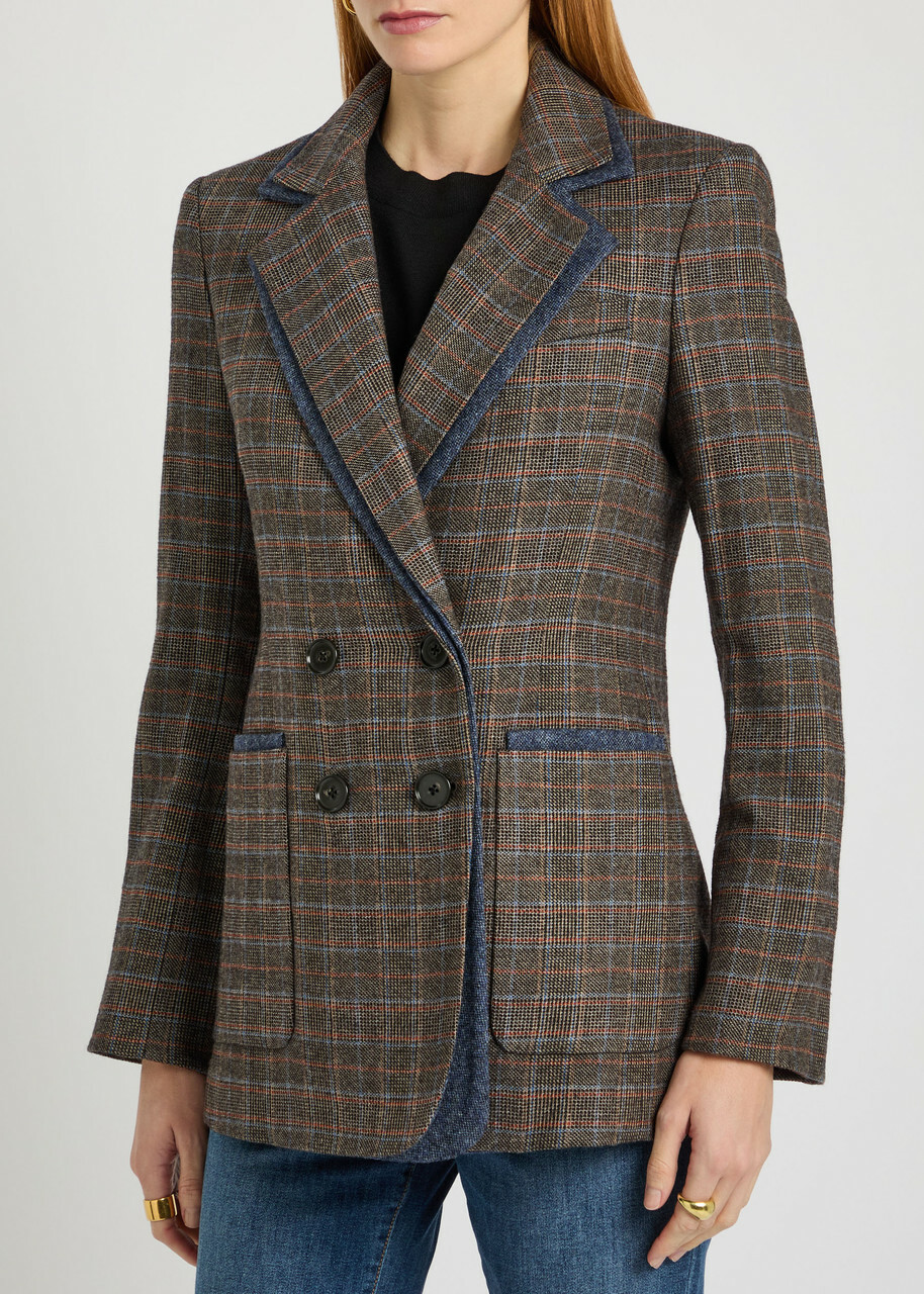 Veronica Beard Hedi Dickey Layered Tweed Blazer Charcoal