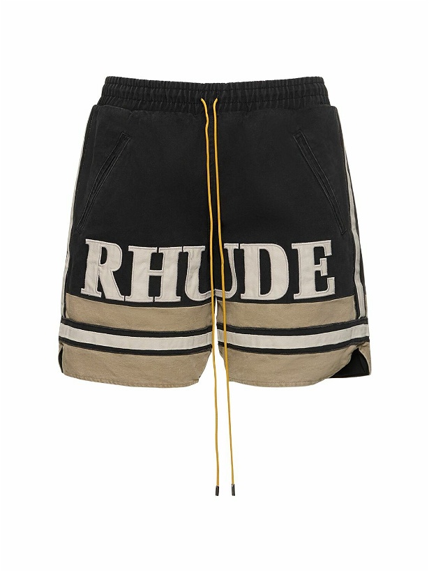 Photo: RHUDE - Logo Embroidered Cotton Shorts