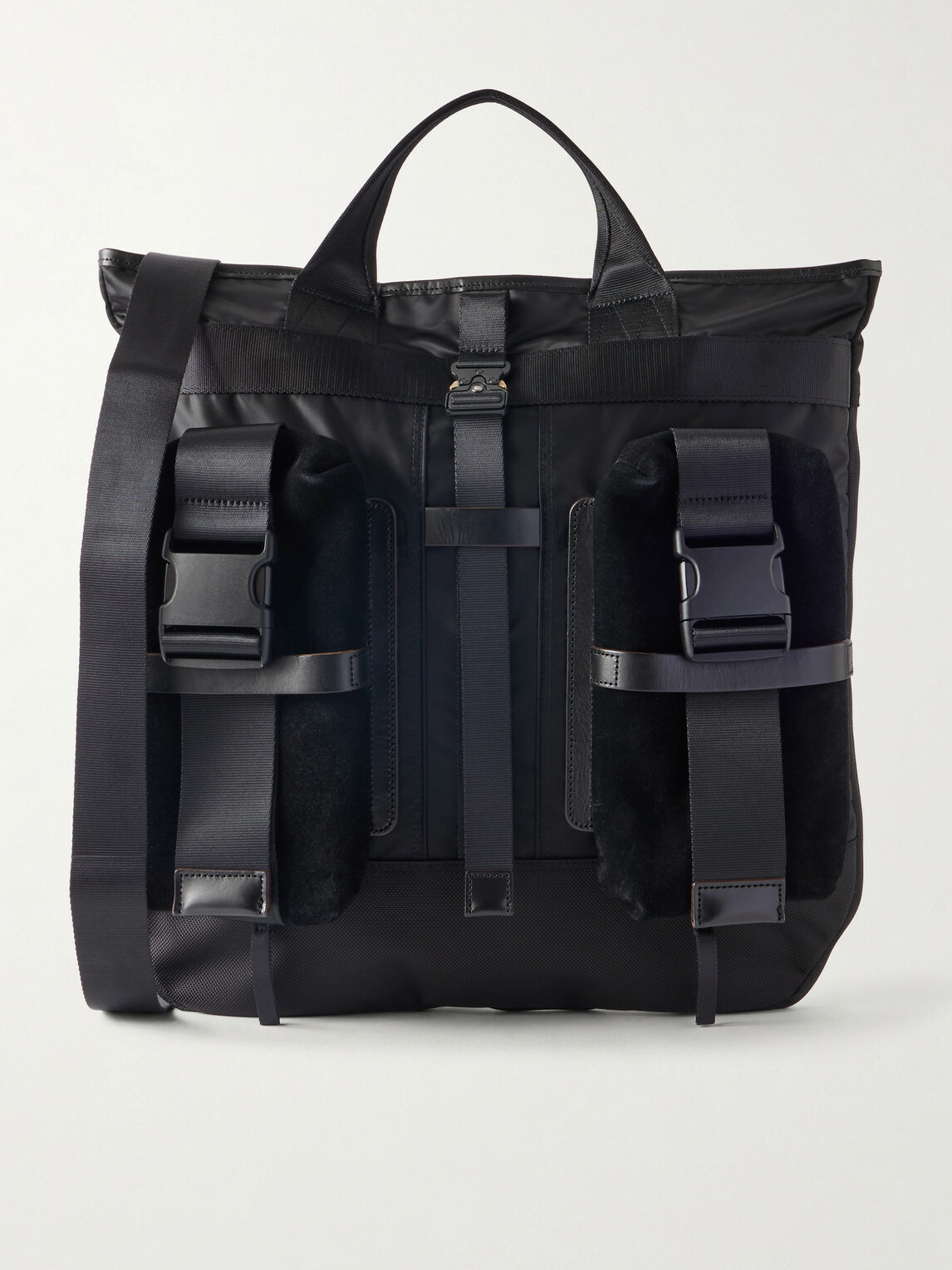 Master-Piece - Helmet Suede and Leather-Trimmed Shell Messenger Bag