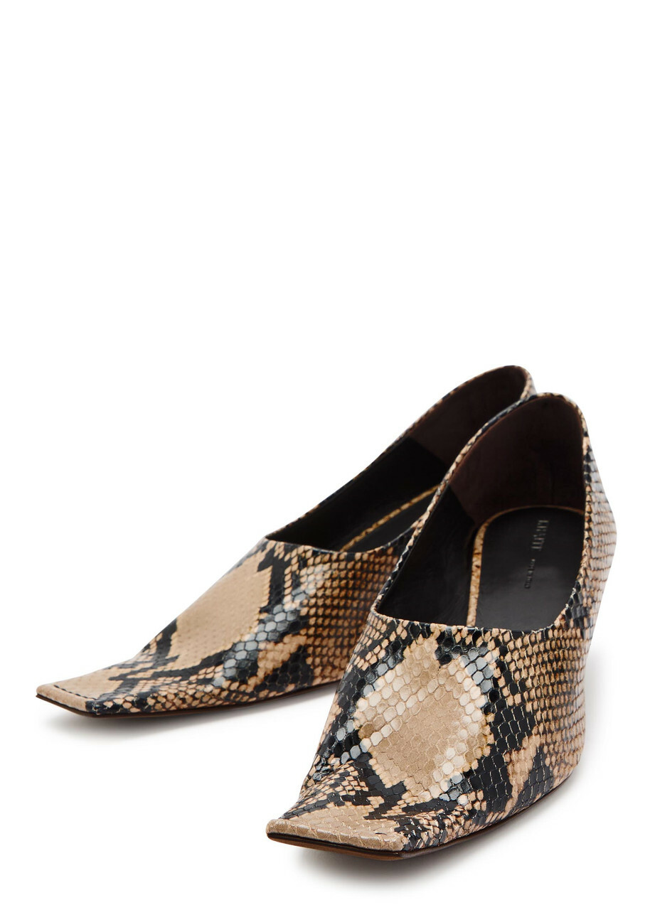 Khaite Marlene 50 Snake-effect Leather Pumps