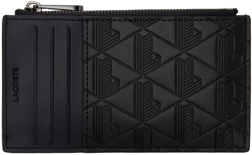 LACOSTE★Monogramme Wallet★高級素材適用★人気早期完売 Lacoste Black Monogramme Zipped Wallet Lacoste