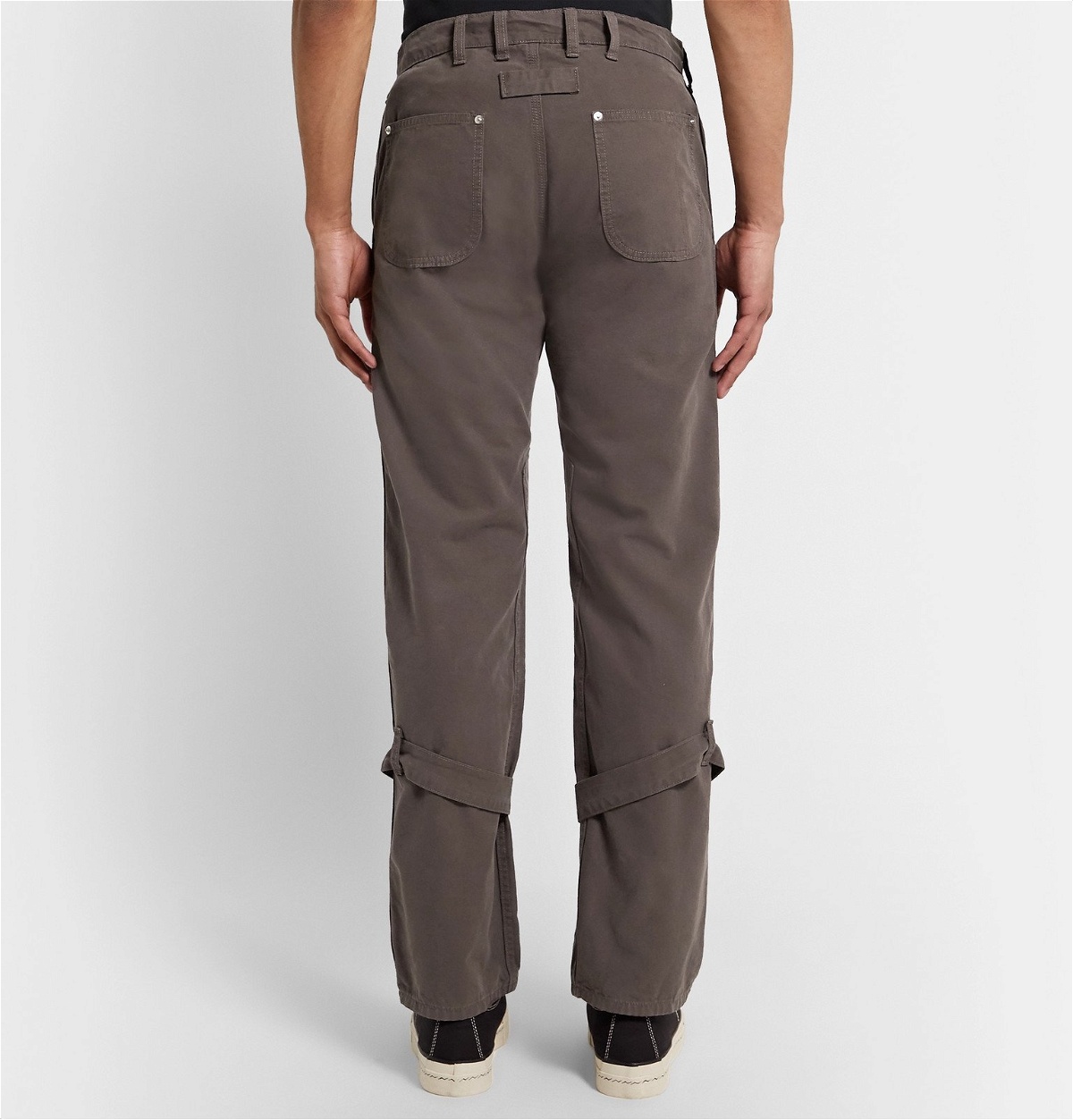 BILLY - Buckled Cotton-Canvas Trousers - Gray