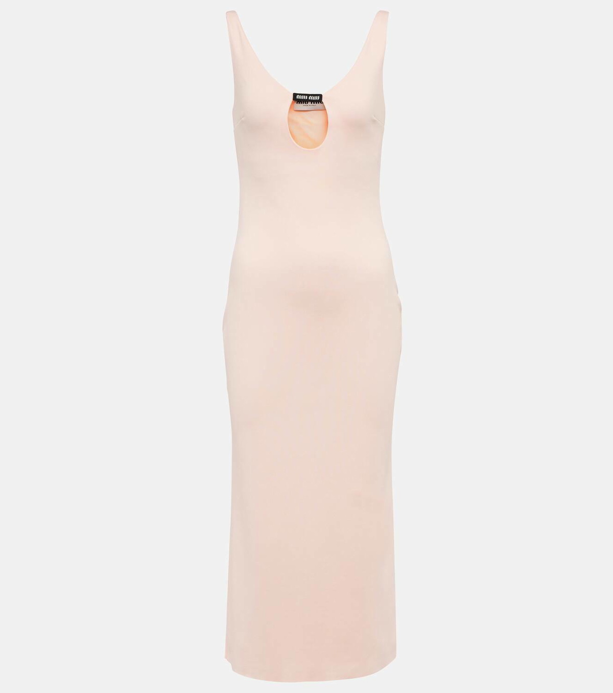 Miu Miu Logo cutout jersey midi dress