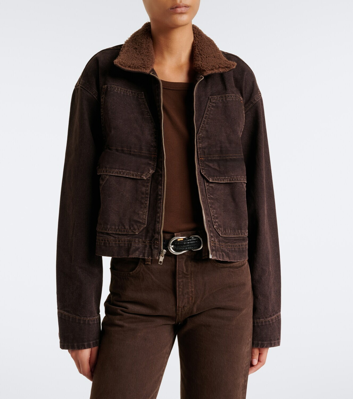 SLVRLAKE Atlas Worker shearling-trimmed denim jacket