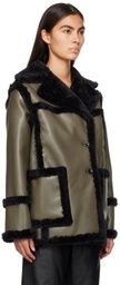 Proenza Schouler Khaki Patch Pocket Faux-Leather Jacket