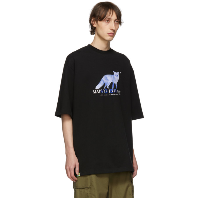 Maison Kitsune Black ADER Error Edition Bitmap Fox T-Shirt Maison