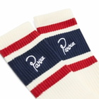 By Parra Men's Signature Striped Crew Socks in White/Navy 