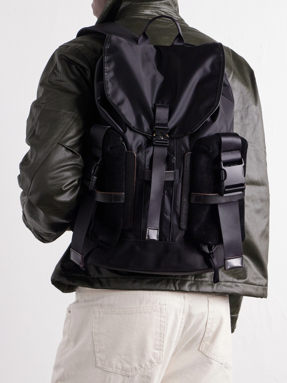Master-Piece - Leather and Suede-Trimmed CORDURA® Backpack