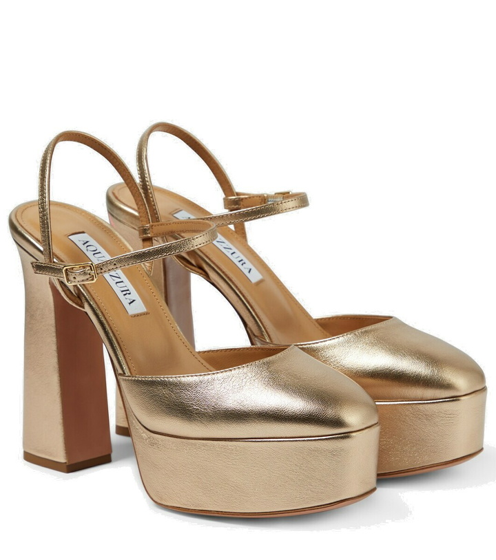 Photo: Aquazzura Groove Plateau 120 leather platform pumps