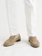 MANOLO BLAHNIK - Truro Leather-Trimmed Suede Loafers - Neutrals