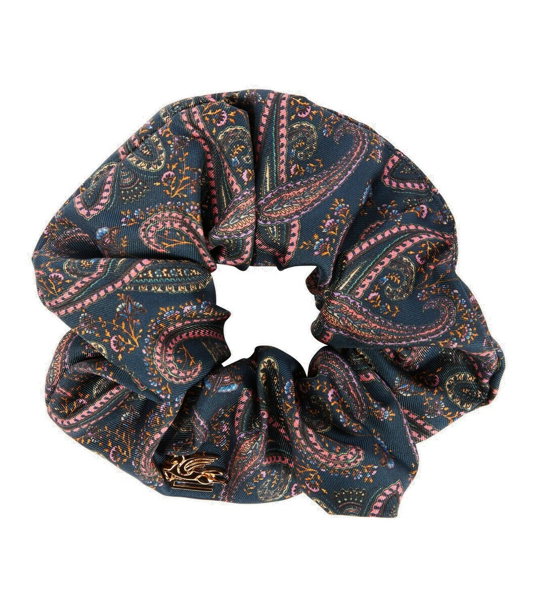 Elastico per capelli bianco con finta seta rosa e paisley argento - Scrunchie - Italia Elastico per capelli bianco con finta seta rosa e paisley argento - Scrunchie - Italia