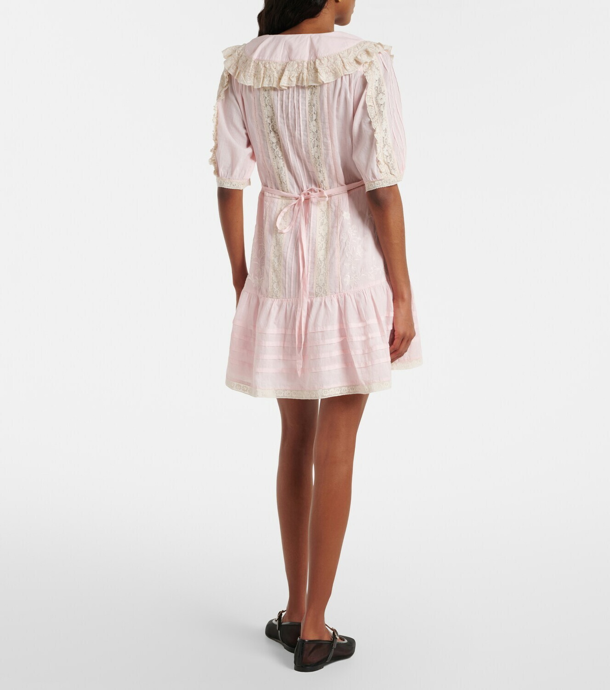 Rixo Dove embroidered cotton voile minidress