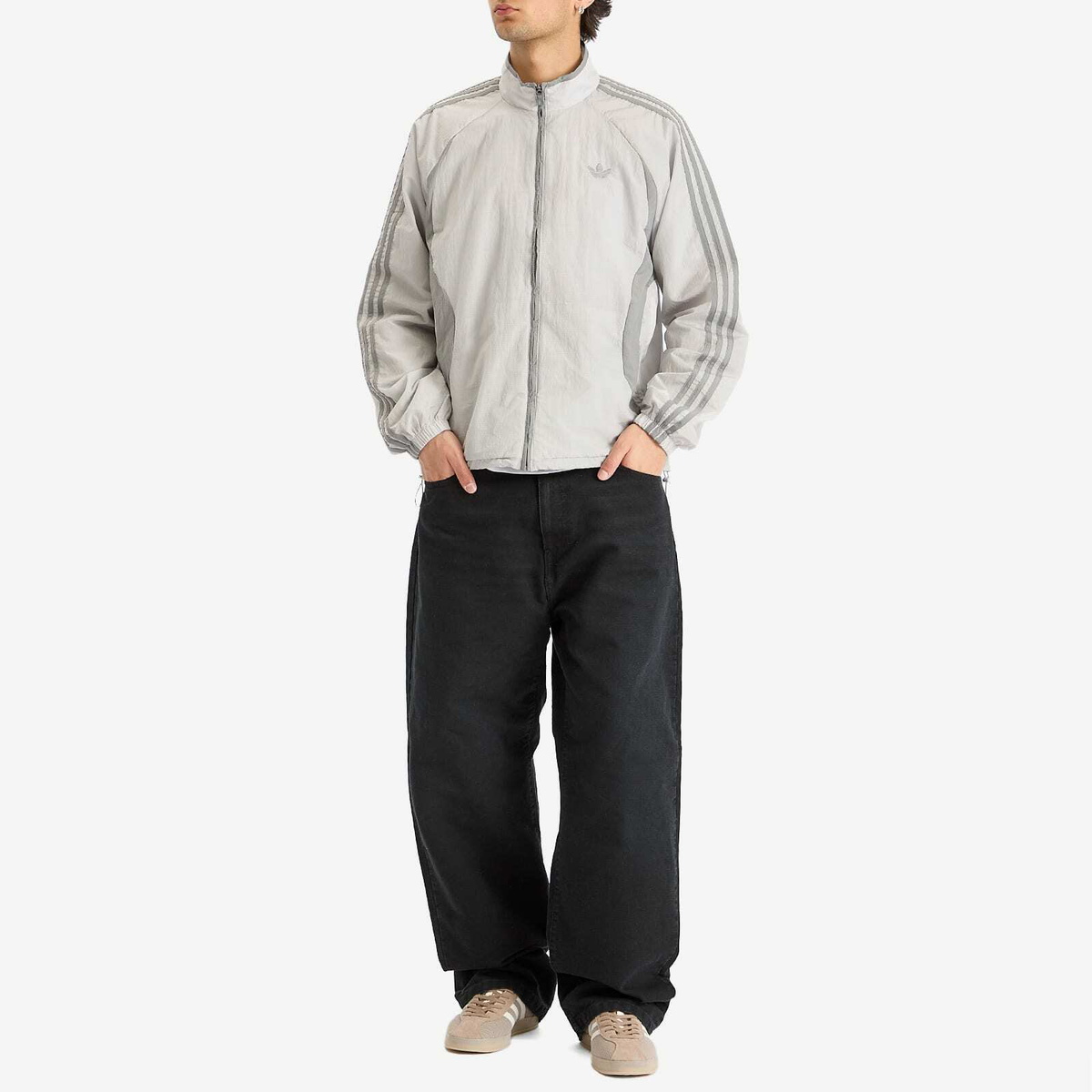 Adidas Men's Adicolor 2000s Woven Track Top in Grey Two/Grey
