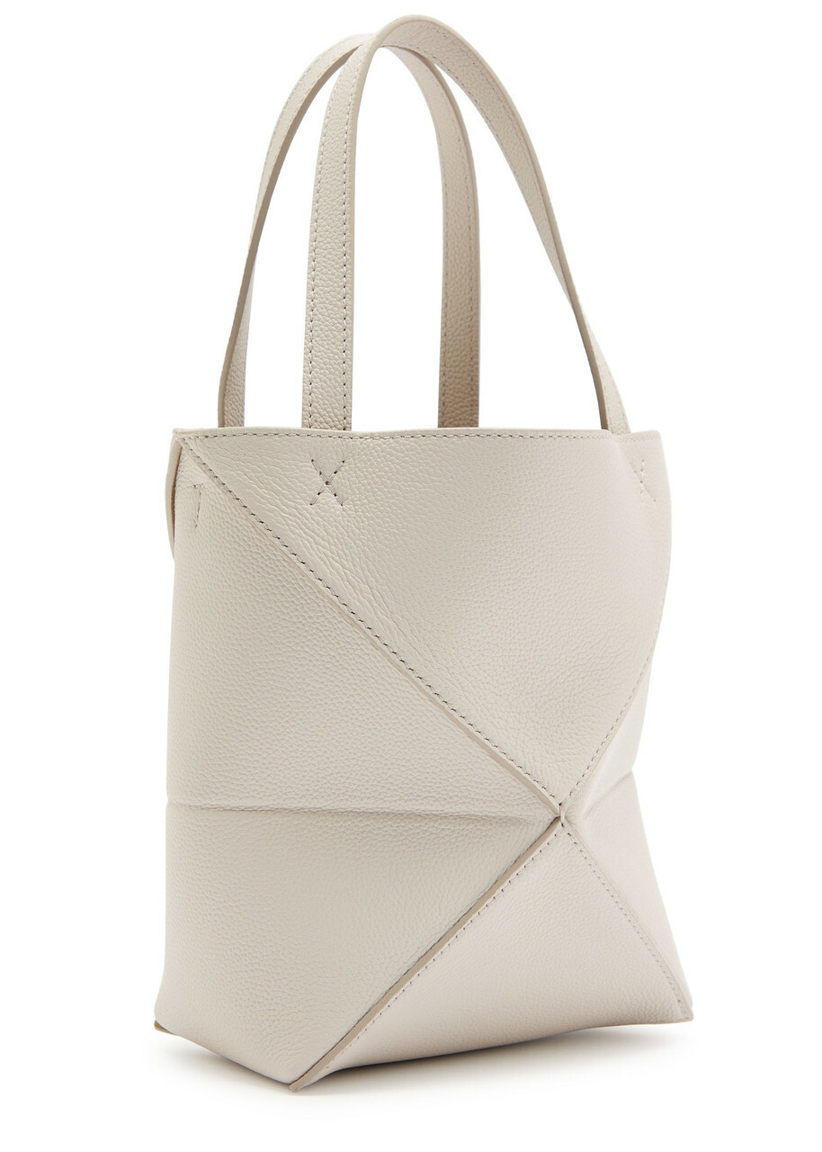 Loewe Puzzle Fold Mini Leather Tote bag - Ivory - One Size