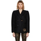 Versace Black Wool O-Ring Double-Breasted Coat