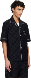 Casablanca Black Towelling Monogram Short Sleeve Shirt