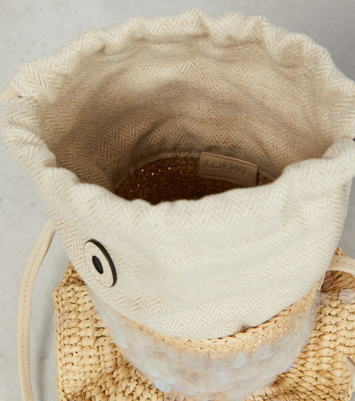 Loewe Embellished raffia and leather shoulder bag Loewe