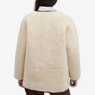 DUNST Women's Buckled Shearling Jacket in Cream/Brown