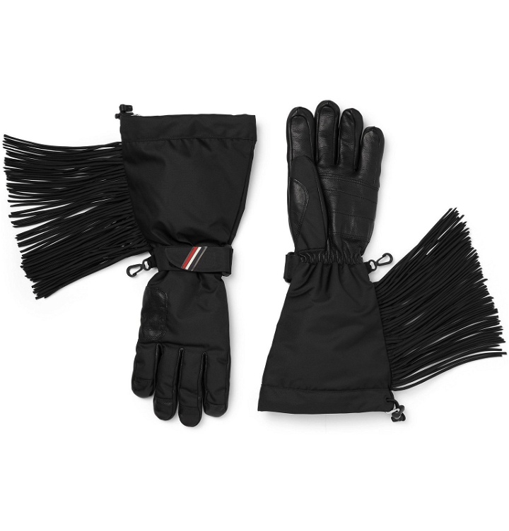 Photo: Moncler Genius - 3 Grenoble Leather-Trimmed Shell Tasselled Gloves - Black