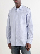 Junya Watanabe - Striped Corduroy and Twill-Trimmed Cotton-Poplin Shirt - Blue
