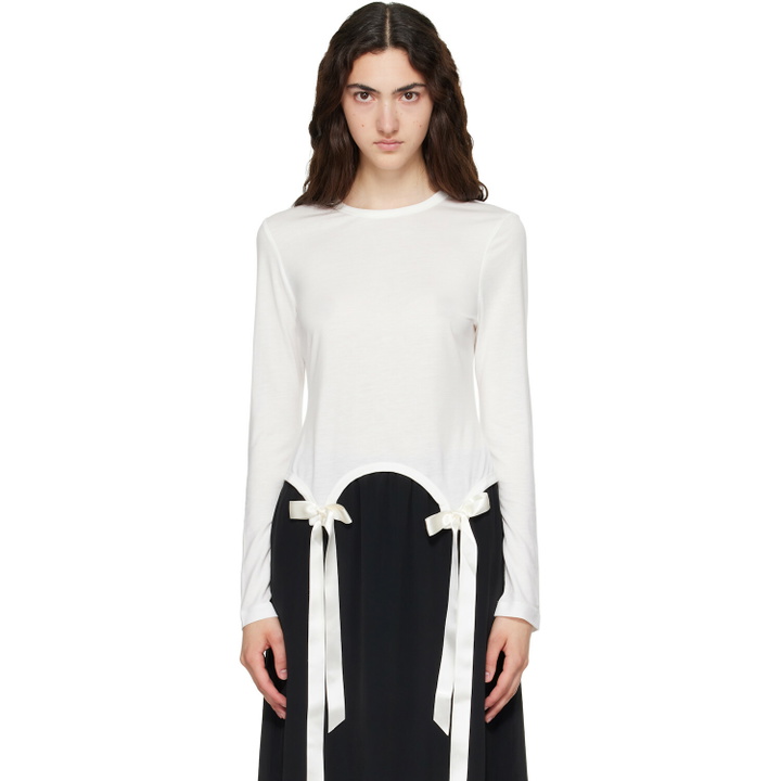 Photo: Simone Rocha White Bow Tail Easy Long Sleeve T-shirt