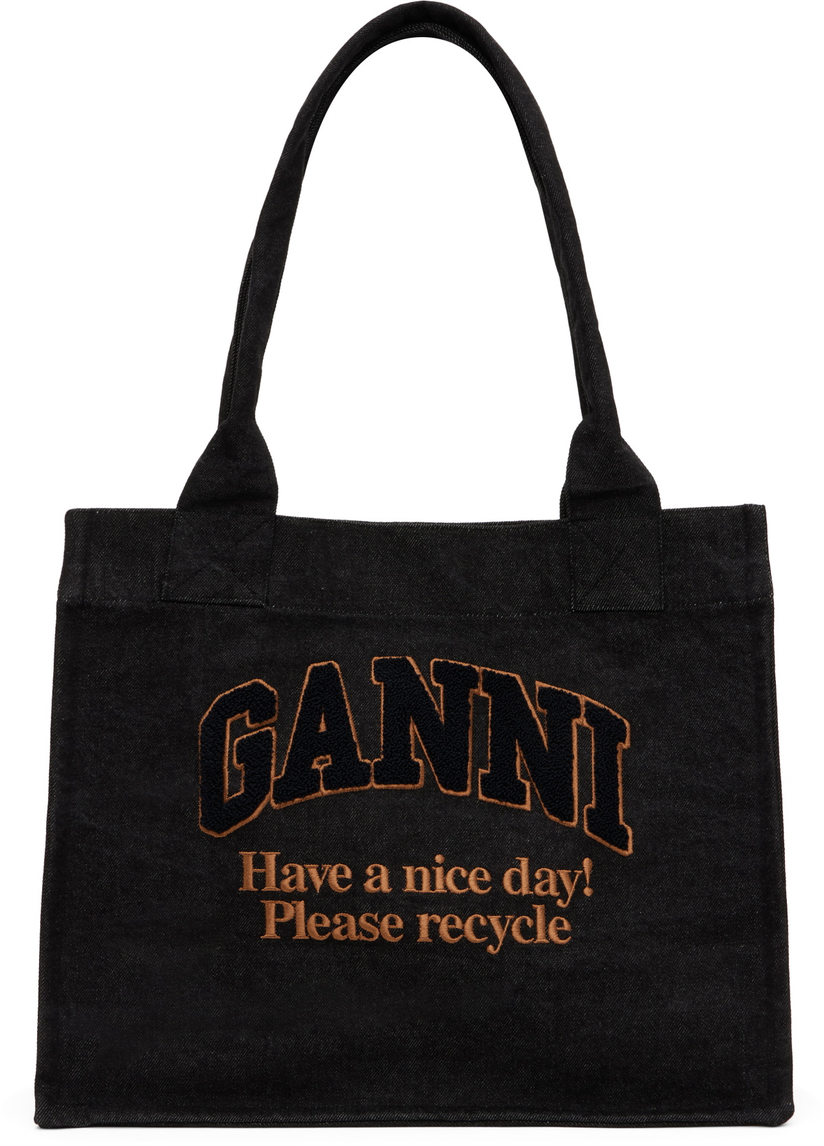 GANNI Black Denim Large Tote