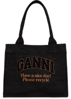 GANNI Black Denim Large Tote