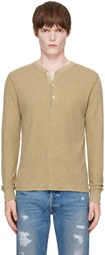 RRL Beige Waffle-Knit Henley