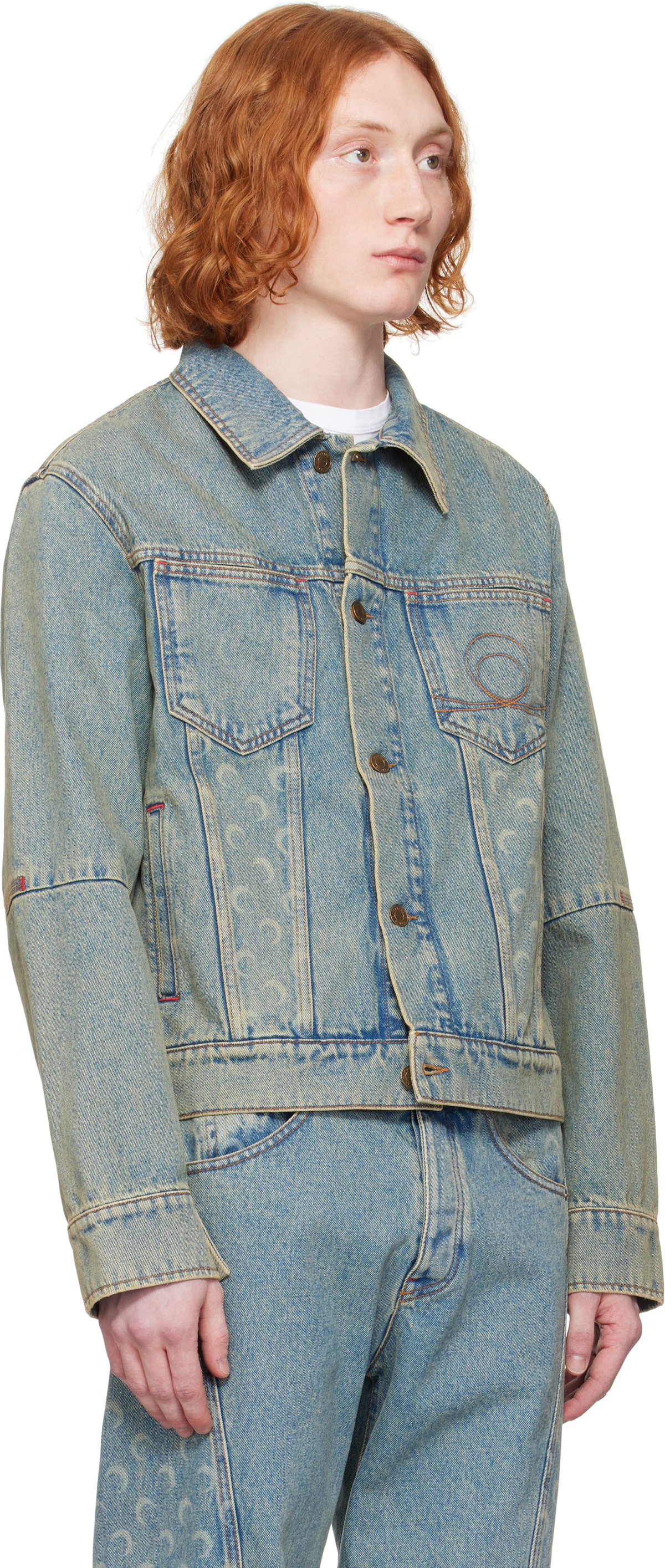 Marine Serre Blue Moon Laser Denim Trucker Jacket