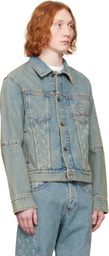 Marine Serre Blue Moon Laser Denim Trucker Jacket