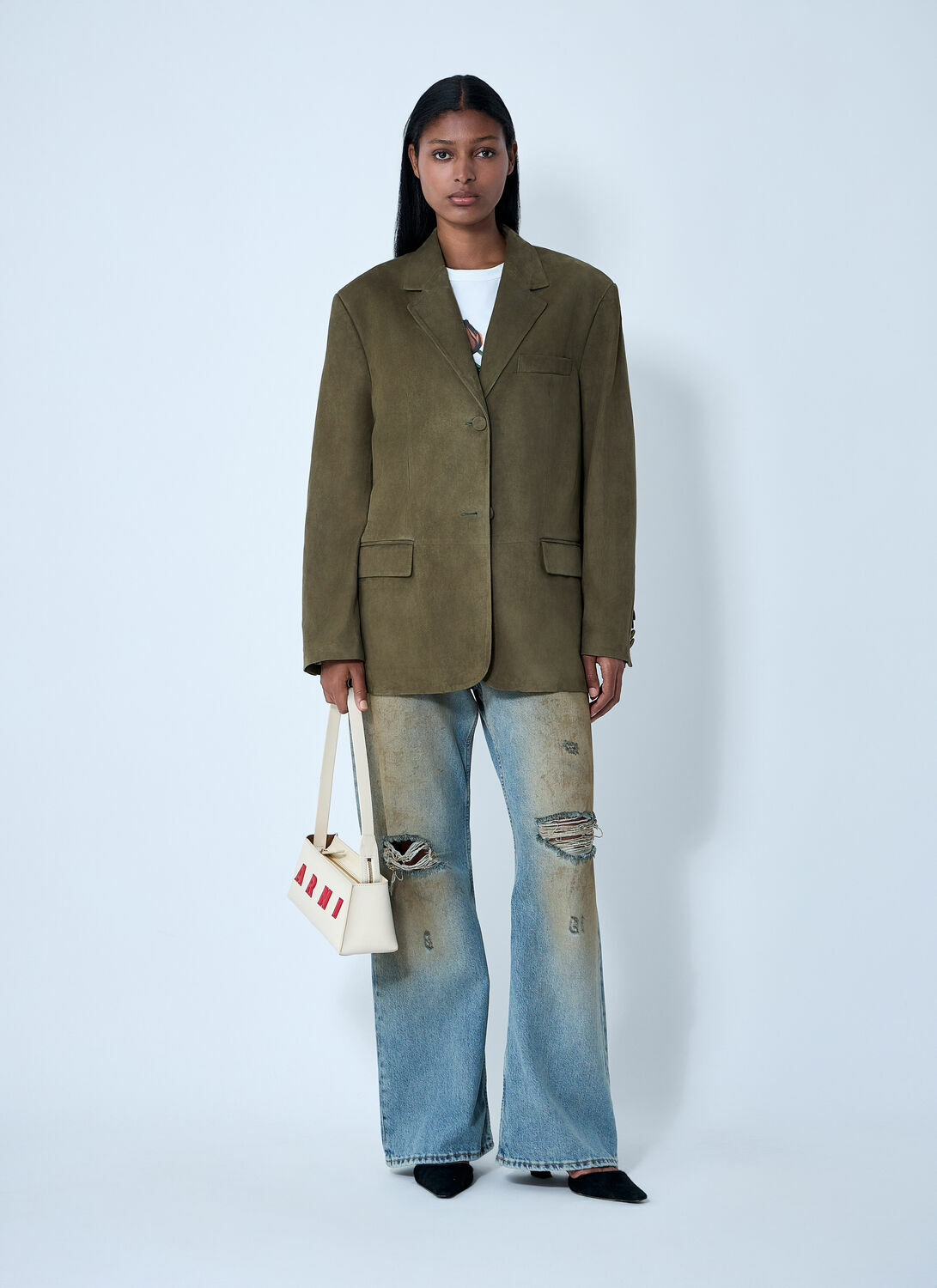 Marni Suede Single-Breasted Blazer