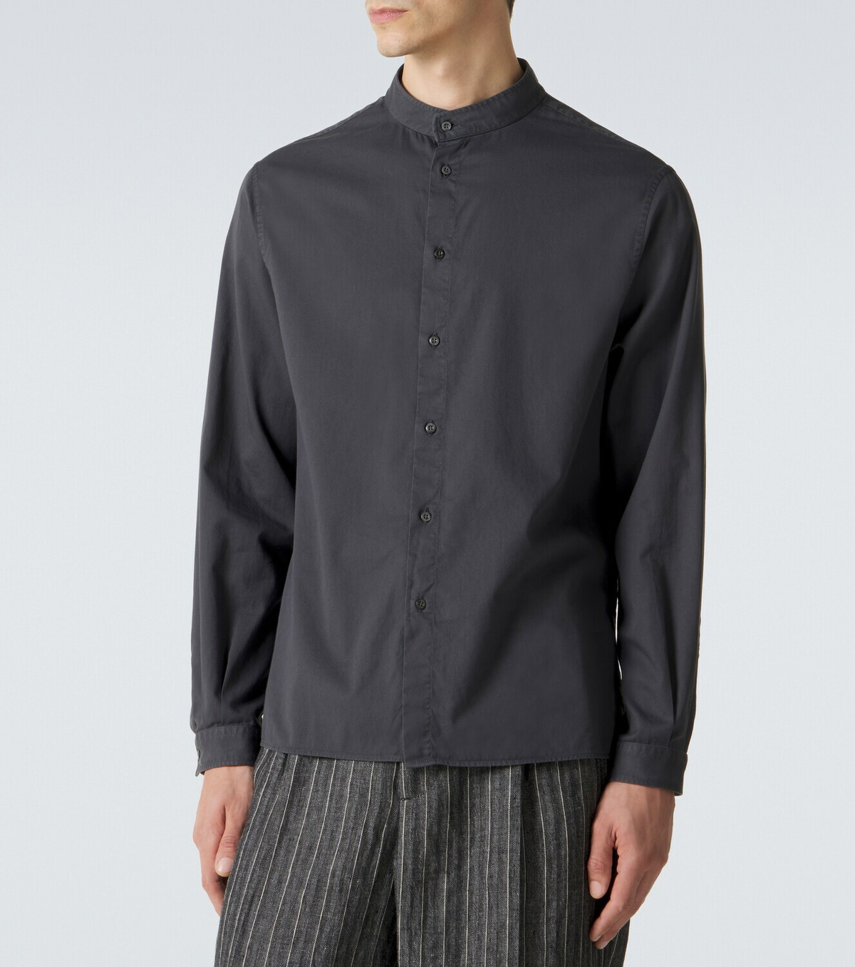 Brunello cucinelli トップス　ダークグレー Brunello Cucinelli Linen Easy Fit Shirt with Crête Details | Saks