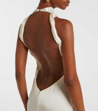The Attico Gathered halterneck satin gown