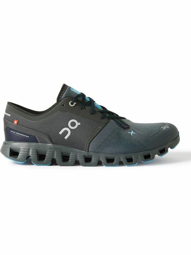 Photo: ON - Cloud X3 Rubber-Trimmed Mesh Running Sneakers - Gray