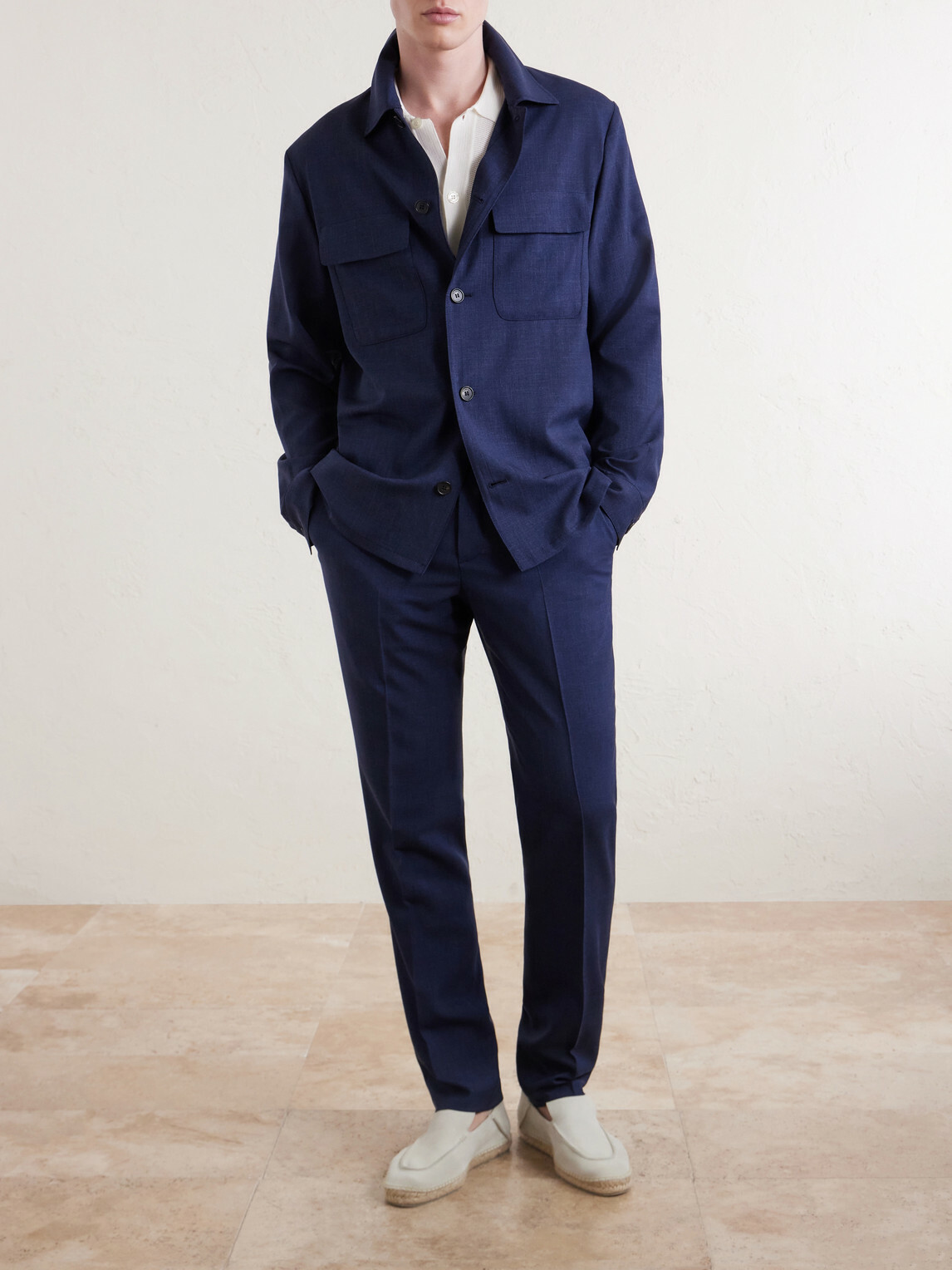 Slowear - Wool, Silk and Linen-Blend Overshirt - Blue