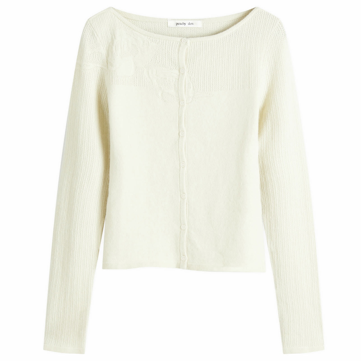 Peachy Den Women's Claudine Knit Cardigan in Pearl