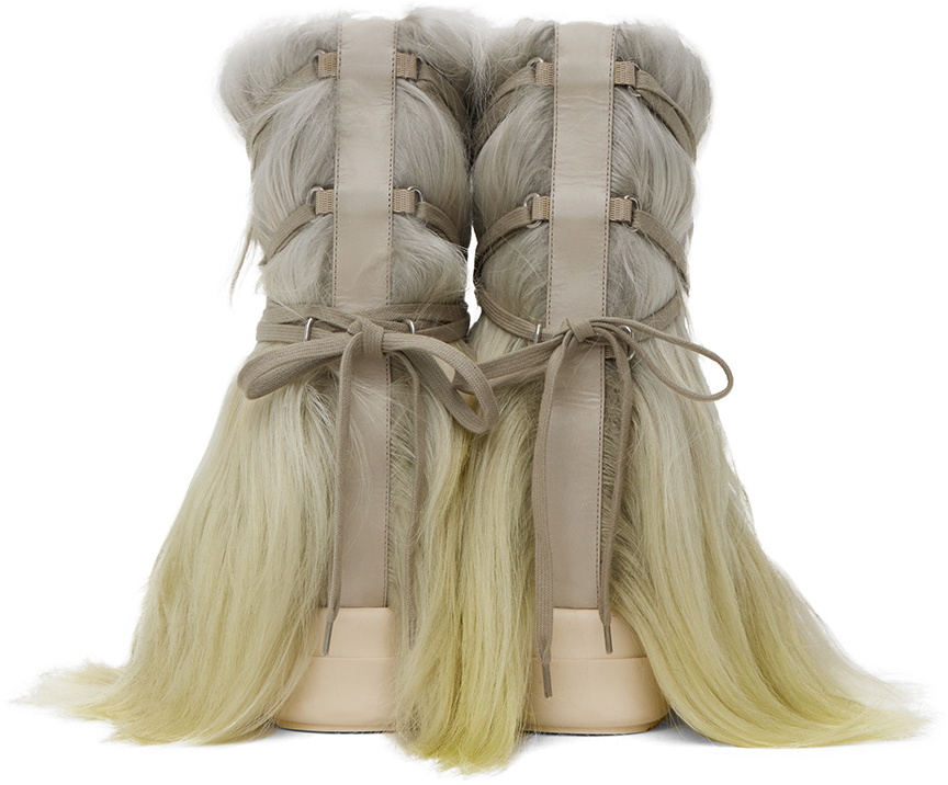 Rick Owens Green & Gray Moncler Edition Big Rocks Boots Rick Owens