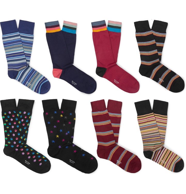 Photo: Paul Smith - Eight-Pack Cotton-Blend Jacquard Socks - Multi