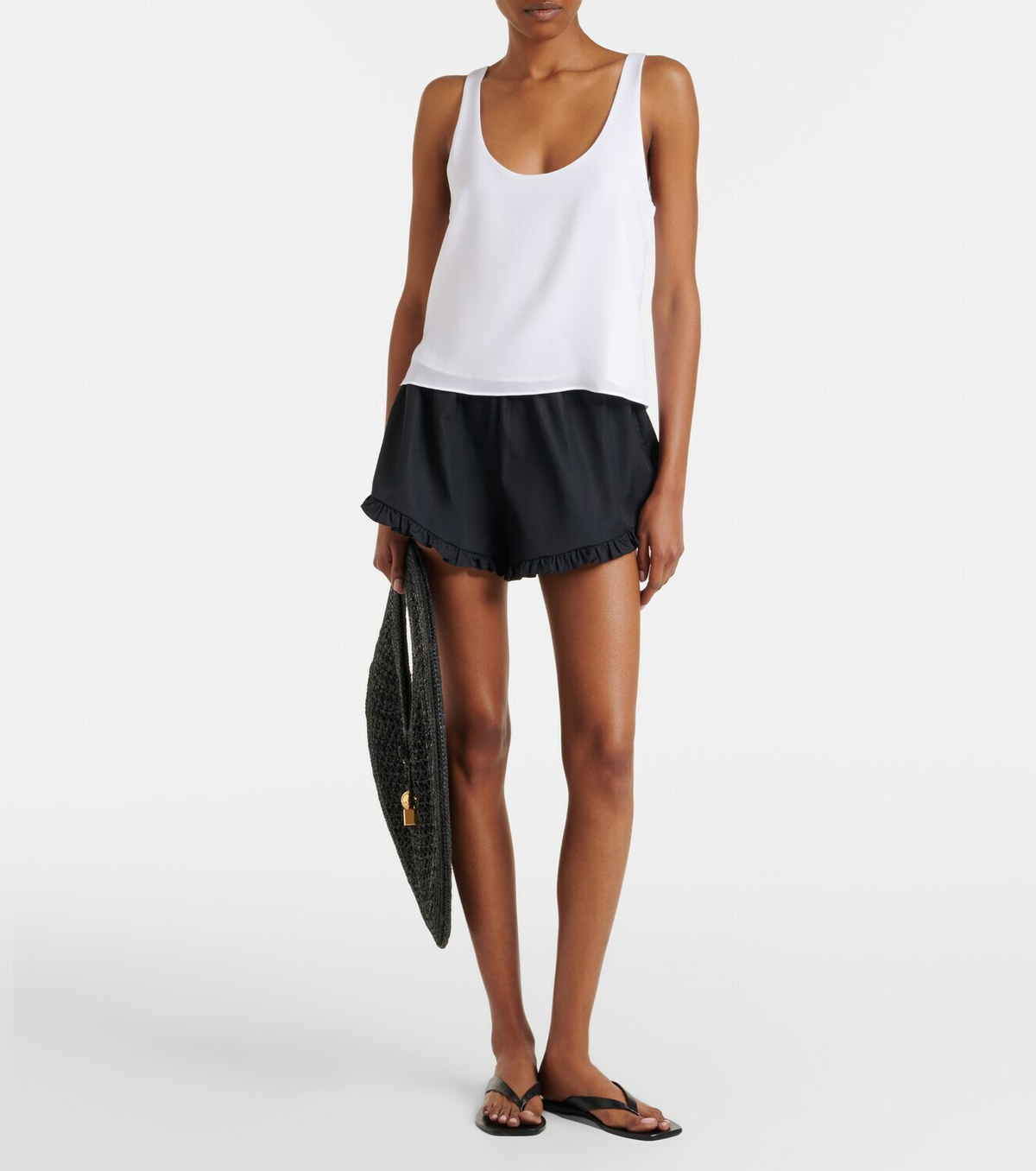 Hunza G Frill cotton poplin shorts