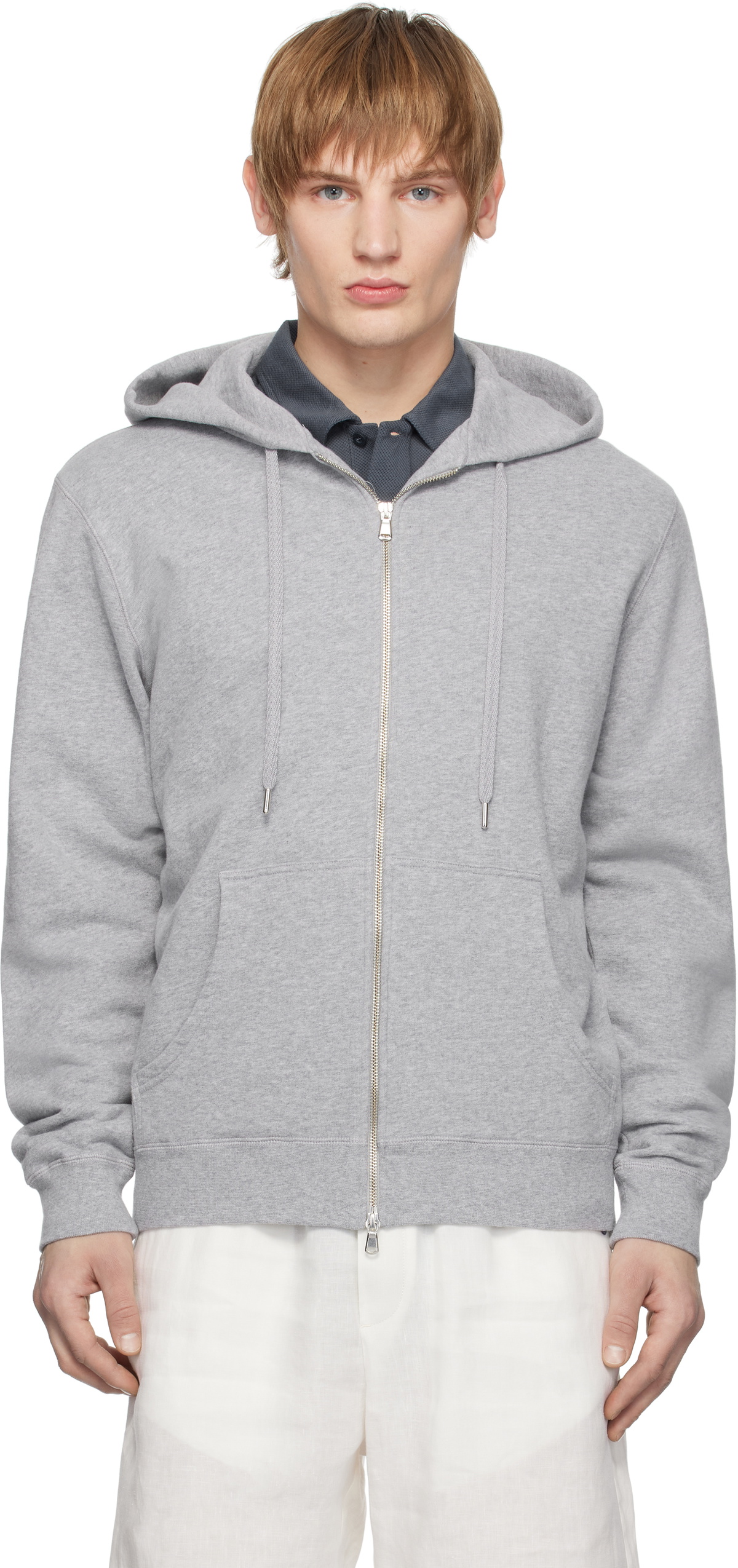 Sunspel Black Loopback Zip Hoodie