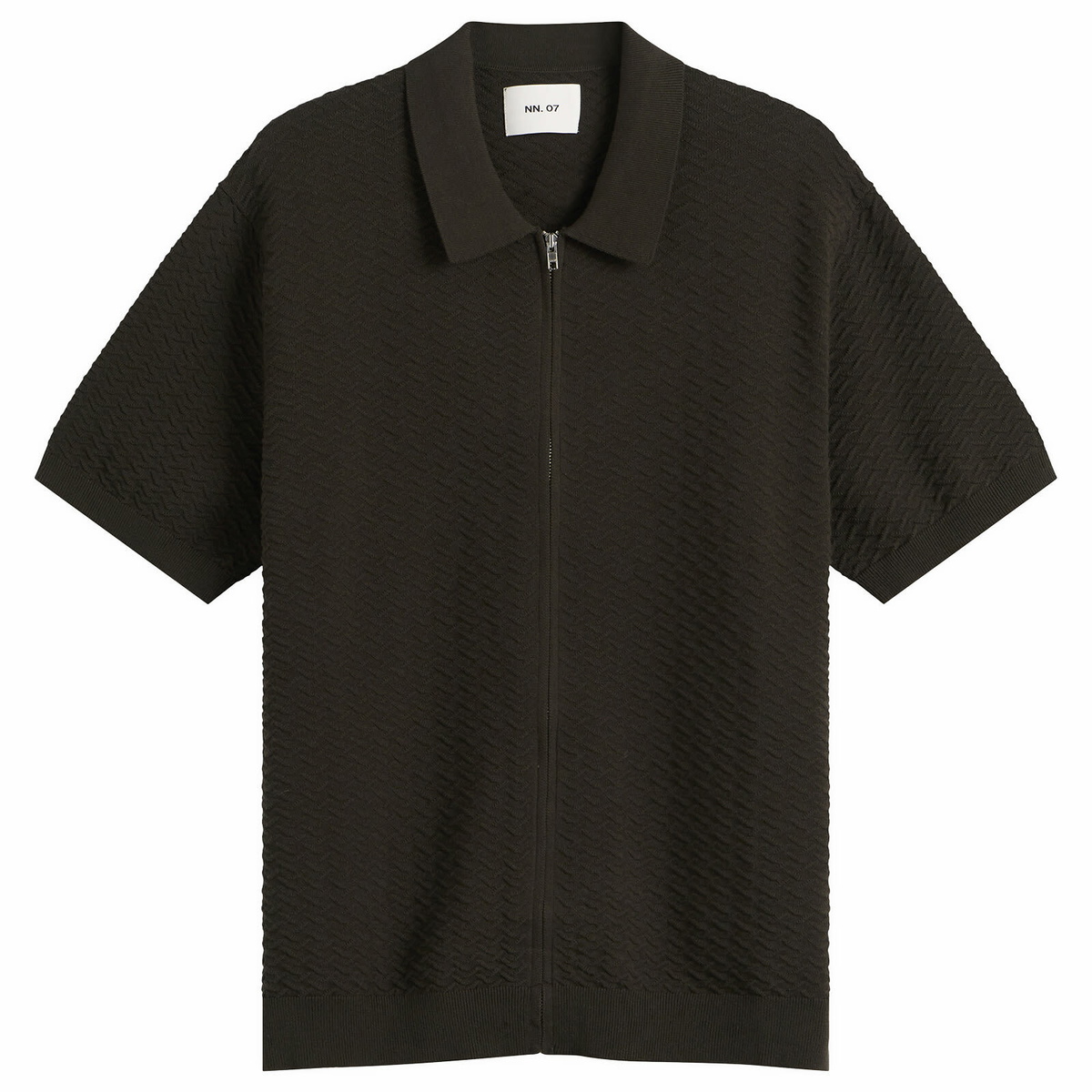 NN07 Men's Gustav Full Zip Polo in Dark Army