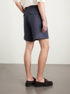 Lardini - Straight-Leg Pleated Linen-Twill Shorts - Blue