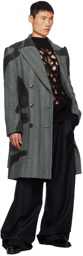 Dries Van Noten Gray & Khaki Printed Coat