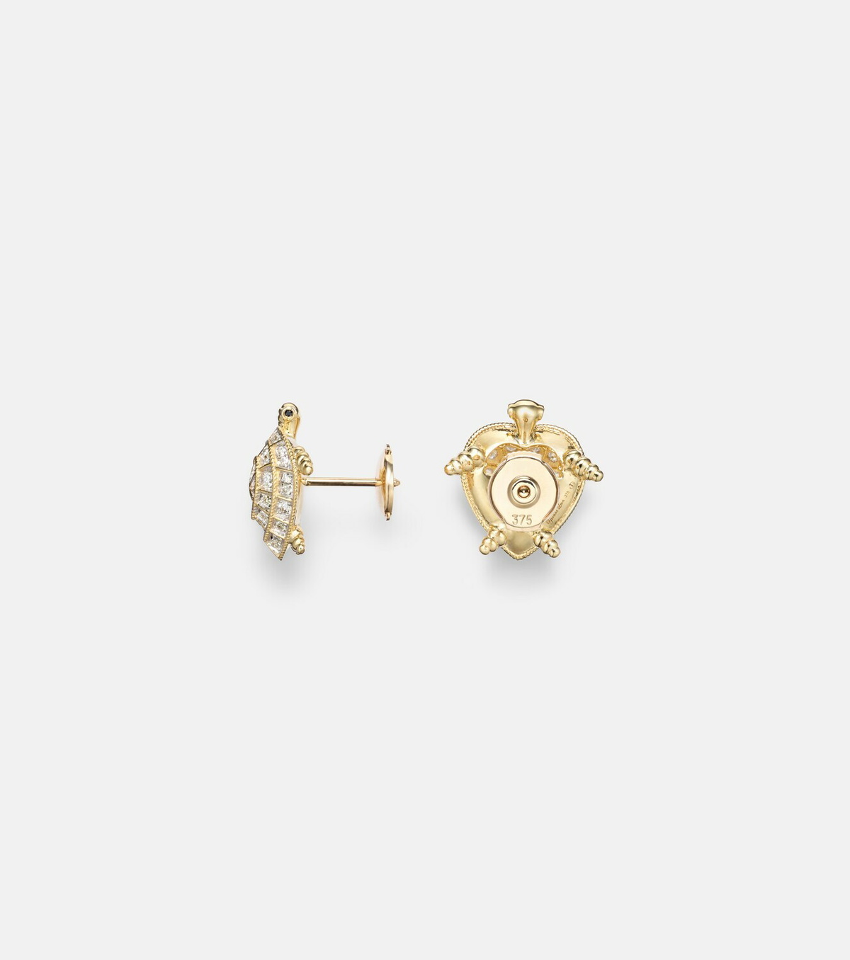 Yvonne Léon Tortue Coeur 9kt gold earrings with diamonds