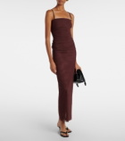 SIR High-rise jersey midi skirt