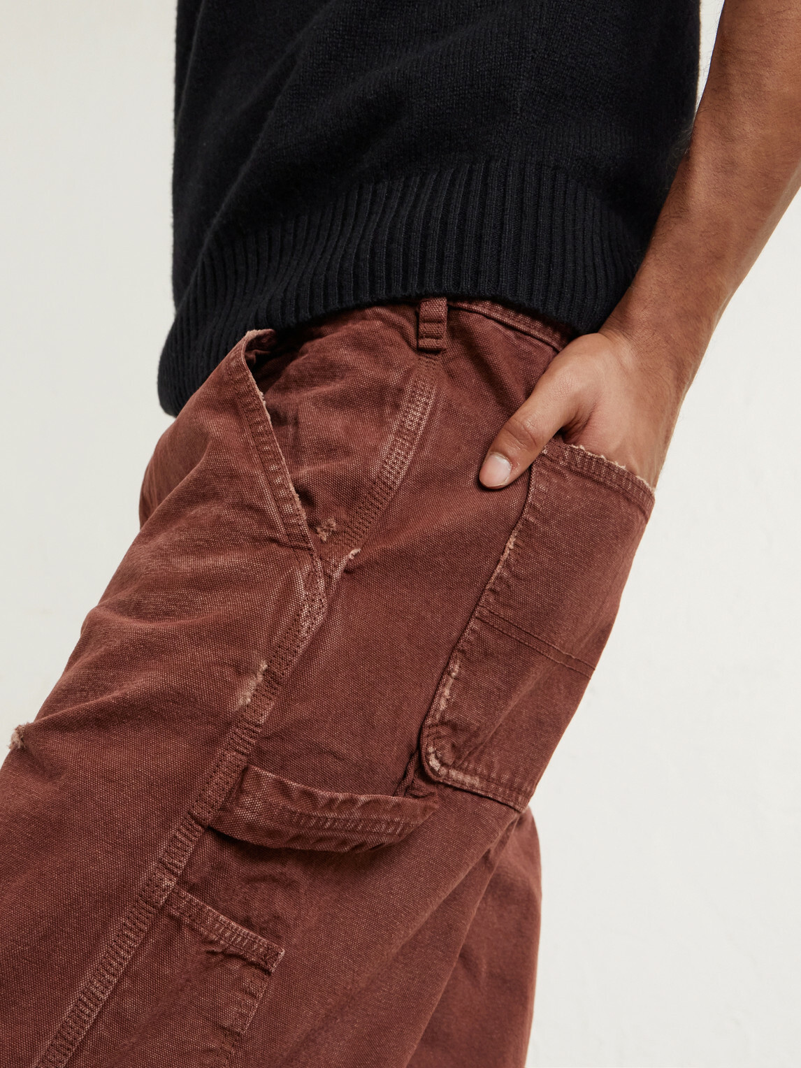 Enfants Riches Déprimés - Paint Straight-Leg Distressed Cotton-Canvas Trousers - Brown