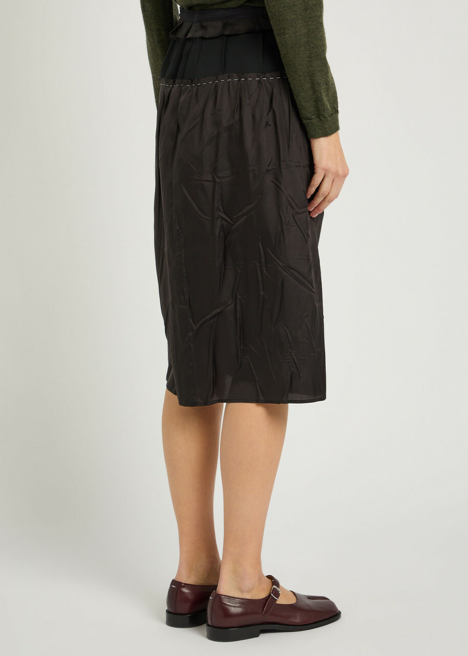 Maison Margiela Layered Satin Midi Skirt Black