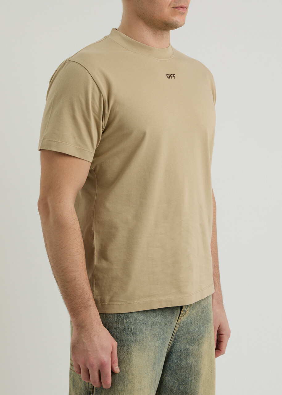 Off-white Arrow Logo Cotton T-shirt Tan