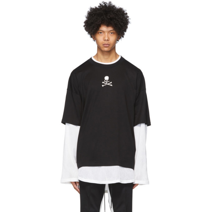 Photo: mastermind WORLD Black and White Boxy Layered Long Sleeve T-Shirt