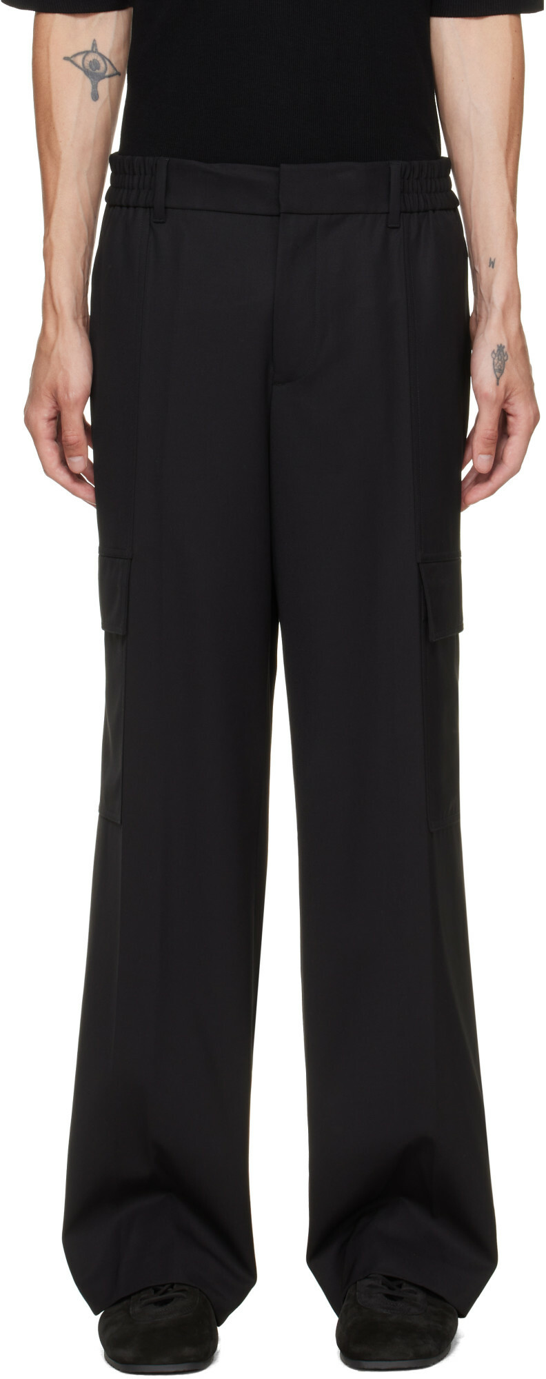 Helmut Lang Black Wool Utility Trousers